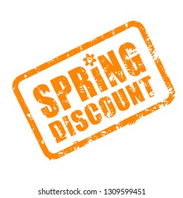 Spring discount rubber stamp for retail spring season. Discount stamp for sale, special seal tag, vector illustration