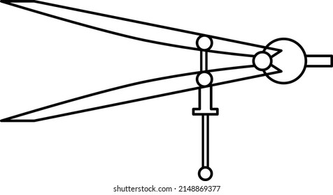 Spring divider or drawing compass tool isolated vector on white background. It is used for marking out work. Sharp points can be used to scribe the workpiece, creating arcs and circles.