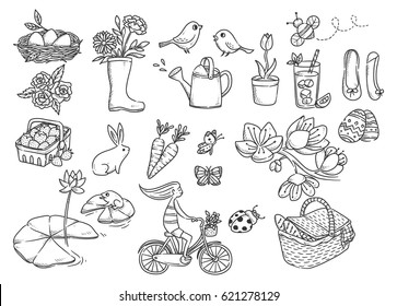 Spring doodle isolated on white background