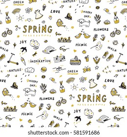 spring doodle objects pattern