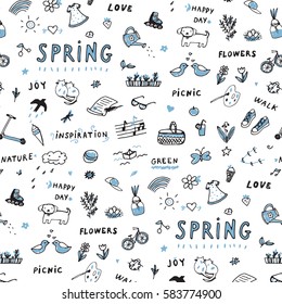 Spring Doodle Objects Pattern