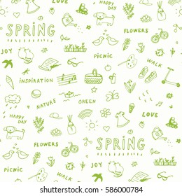 spring doodle objects pattern