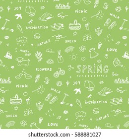 spring doodle objects pattern