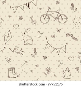 Spring doodles seamless