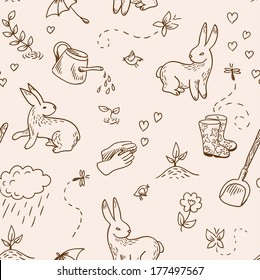 Spring doodles seamless (vector)