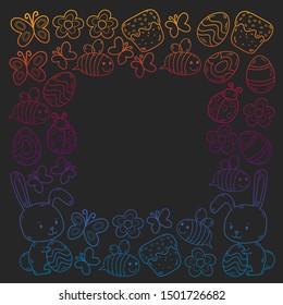 Spring doodles set. Hand draw easter Egg in vector format