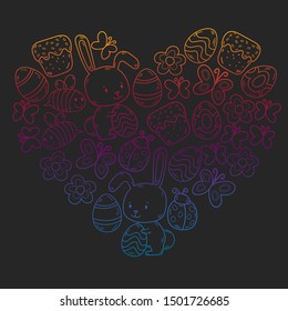 Spring doodles set. Hand draw easter Egg in vector format