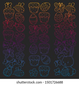 Spring doodles set. Hand draw easter Egg in vector format