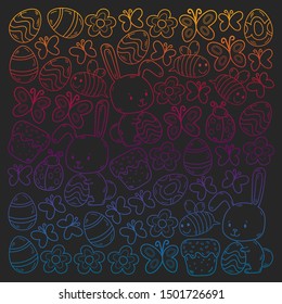 Spring doodles set. Hand draw easter Egg in vector format