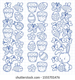 Spring doodles set. Hand draw easter Egg in vector format