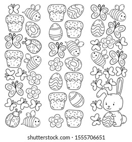 Spring doodles set. Hand draw easter Egg in vector format