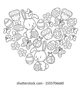 Spring doodles set. Hand draw easter Egg in vector format