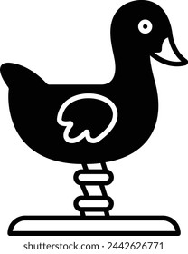 spring duck toy glyph and line vector illustration