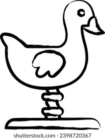 spring duck toy hand drawn vector illustration