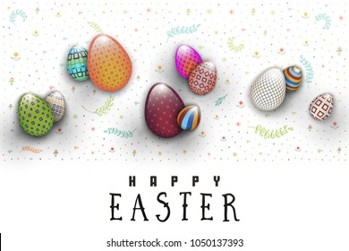 Spring Easter is a beautiful badge lettering and the pattern of eggs and flowers, like a banner for social networks .