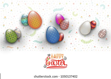 Spring Easter is a beautiful badge lettering and the pattern of eggs and flowers, like a banner for social networks .