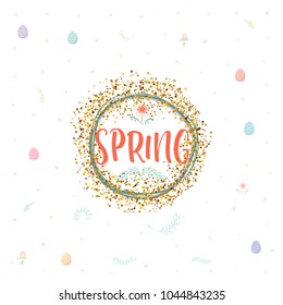 Spring - Easter is a beautiful badge, like a sticker for social networks.