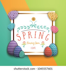 Spring - Easter is a beautiful badge, like a sticker for social networks.