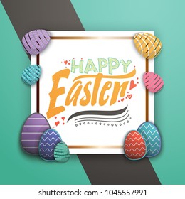 Spring - Easter is a beautiful badge, like a sticker for social networks.