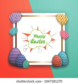 Spring - Easter is a beautiful badge, like a sticker for social networks.