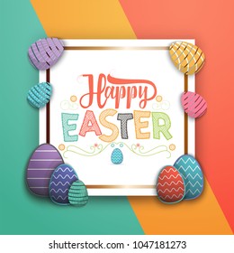 Spring - Easter is a beautiful badge, like a sticker for social networks.