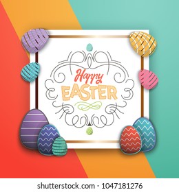 Spring - Easter is a beautiful badge, like a sticker for social networks.