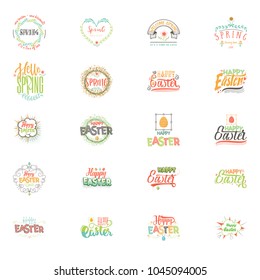 Spring - Easter is a beautiful badge set, like a sticker for social networks.