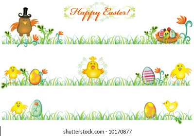 Spring Easter borders. Chicken and eggs.  To see similar, please visit my gallery.