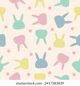 spring easter bunny rabbits cute pastel color seamless pattern vector illustration for invitation greeting birthday party celebration wedding card poster banner textiles wallpaper background