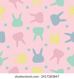 spring easter bunny rabbits cute pastel color seamless pattern vector for invitation greeting birthday party celebration wedding card poster banner textiles wallpaper paper wrap background
