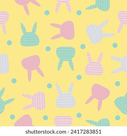 spring easter bunny rabbits cute pastel color seamless pattern vector illustration for invitation greeting birthday party celebration wedding card poster banner textiles wallpaper background