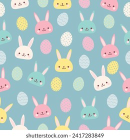 spring easter bunny rabbits eggs cute pastel color seamless pattern vector for invitation greeting birthday party celebration wedding card poster banner textiles wallpaper paper wrap background