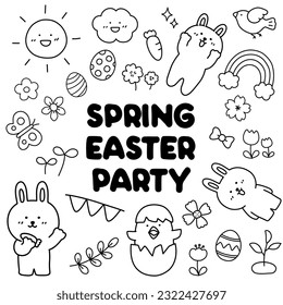 Spring Easter Party Clipart is various eps vector Clip Art files. Cute easter elements for decoration pages, your kids, children and students will have fun with this.