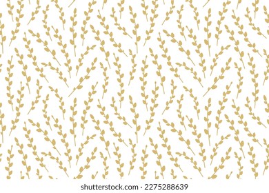 spring, easter seamless pattern with golden pussy willow branches - vector illustration