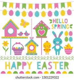 Spring and Easter vector design elements set