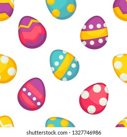 Spring easter vector seamless pattern with colorful eggs.