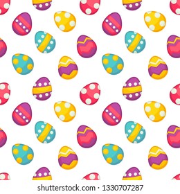 Spring easter vector seamless pattern with colorful eggs.