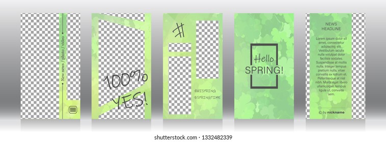 Spring editable template for social networks stories, vector illustration. Design backgrounds for social media