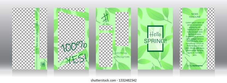 Spring editable template for social networks stories, vector illustration. Design backgrounds for social media