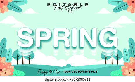 spring editable text style effect, floral 3D text style theme.