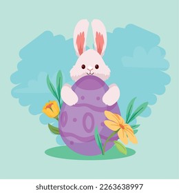 spring egg with rabbit scene