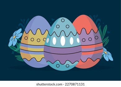 huevos de primavera pintados con flores