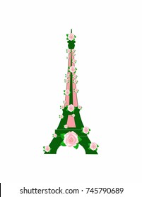 Spring Eiffel Tower on a white background