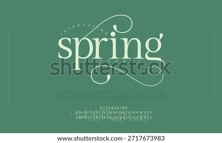 spring Elegant alphabet letters font and number. Classic Modern Serif Lettering Minimal Fashion. Typography decoration fonts for branding, wedding, invitations, logo.