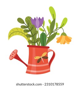 Spring Element Illustration Isolated On White Background. Gardening and Spring hand drawn elements. Floral and Animal Spring doodle set. Cute set of spring cliparts, easter elements.