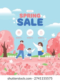 Spring Emotion Shopping Illustration Template