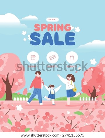 Spring Emotion Shopping Illustration Template