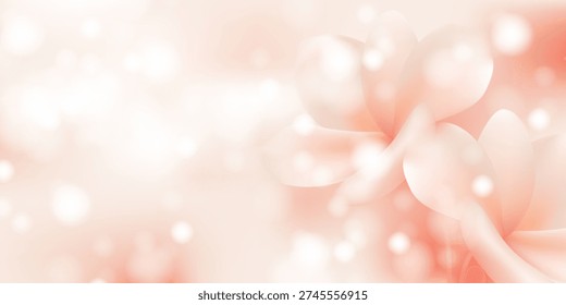 Spring ethereal gentle pink and white abstract flower. Blurred unfocused background with flower. Soft gradient. Delicate macro botanical, natural vector illustration. 