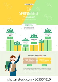 spring, event page, Landing page, coupon design