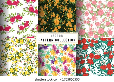 Spring exotic flowers and leaves pattern. decorative wallpaper. creative botanical illustration. hand drawn collection